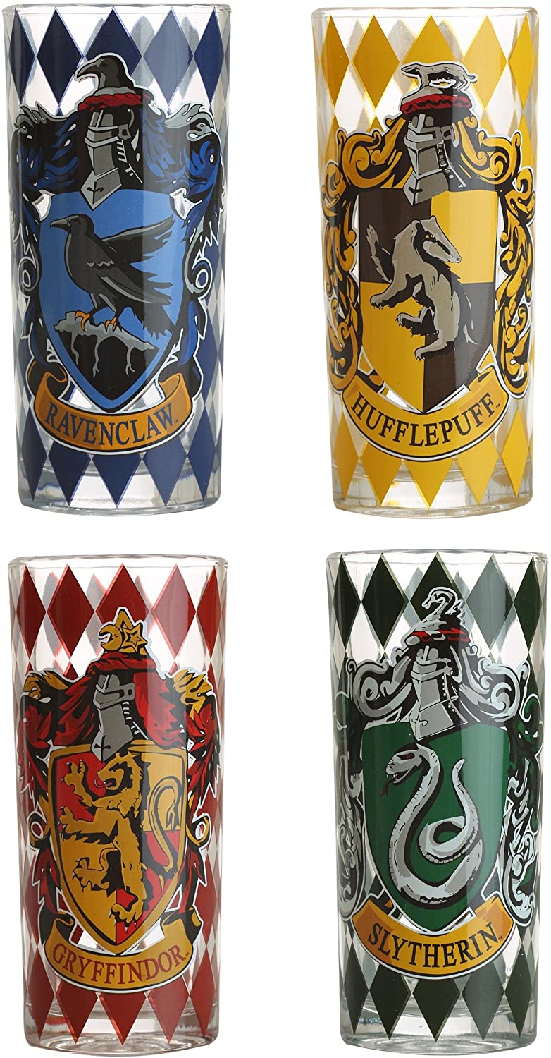 Silver Buffalo HP031T1 Harry Potter Movie 1-8 House Crests 텀블러 세트, 4 팩