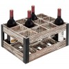 MyGift Rustic Metal & Wood Crate 12 병 테이블 탑 와인 랙