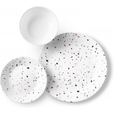 6 개용 Corelle 18- 피스 서비스, 칩 방지 식탁 세트, Terrazzo Rosa