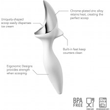 토볼로 틸트 업 아이스크림 스쿱, 인체공학적 밸런스 핸들, 크롬 도금, 식기세척기 안전, 화이트: 키친 & 다이닝