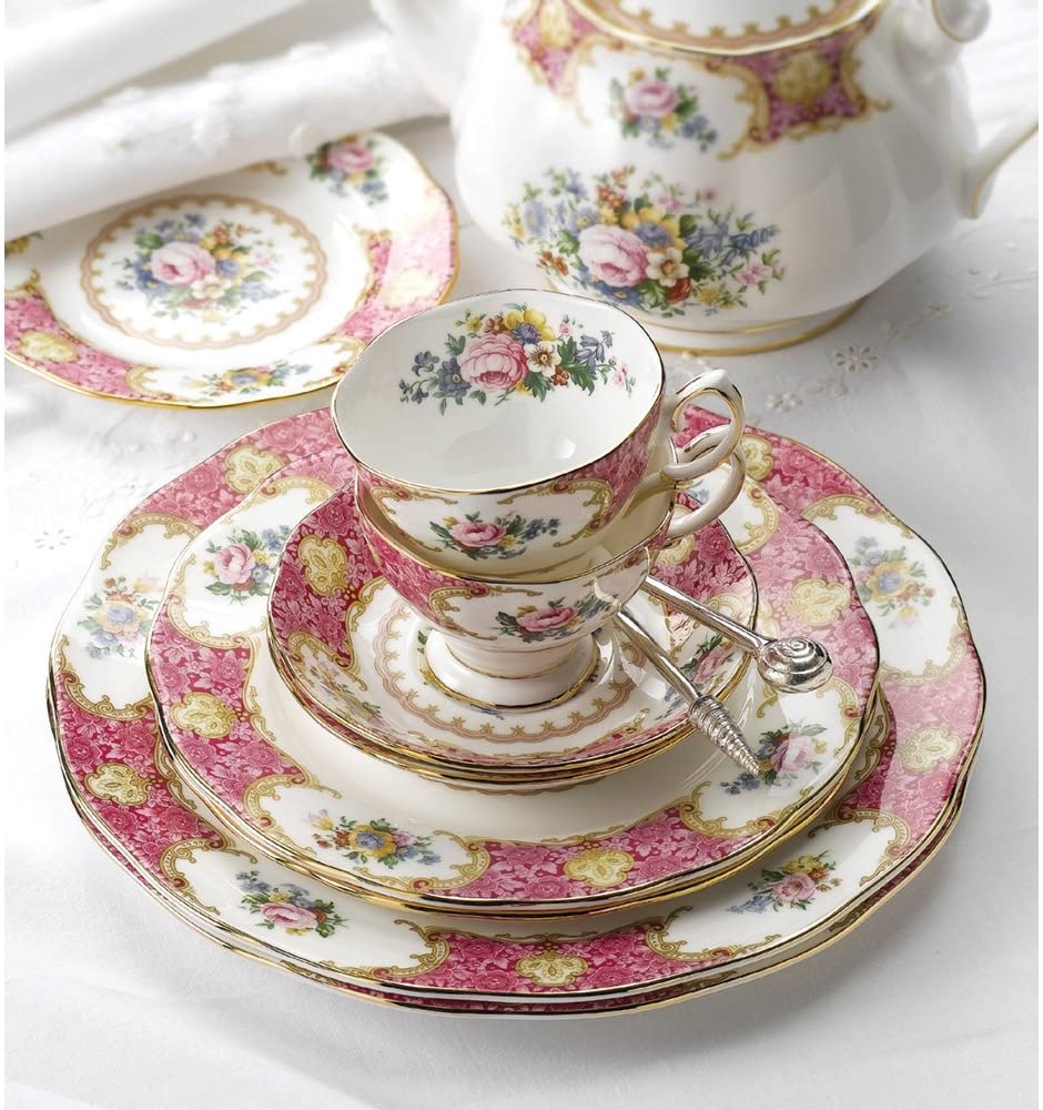 Royal Albert Lady Carlyle 찻잔 및 접시 찻잔 및 접시, 6.85 온스, 여러 가지 빛깔의 꽃 무늬 프린트