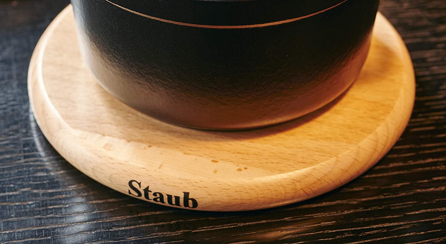 STAUB 액세서리 마그네틱 포트 코스터, 라운드 23cm, 나무