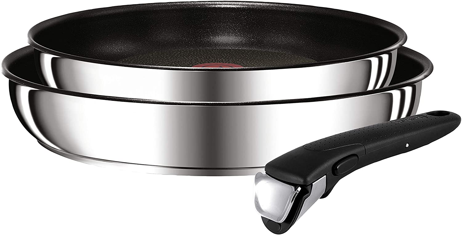 Tefal L994S2 Ingenio Preference 인덕션 팬 세트 4 개 24 + 28cm 팬 + 핸들 + 주걱, Titanium Excellence 논 스틱 코팅, 인덕션 스토브 적합, 논 스틱 프라이팬, 팬