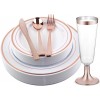 컵과 커틀러리 용품이 있는 Facciamo Festa Rose Gold Plastic Plates 150 Pcs 중과세 및 일회용 은제품 생일 파티, 웨딩, 리셉션, 크리스마스, 추수감사절 및 기타 파티: