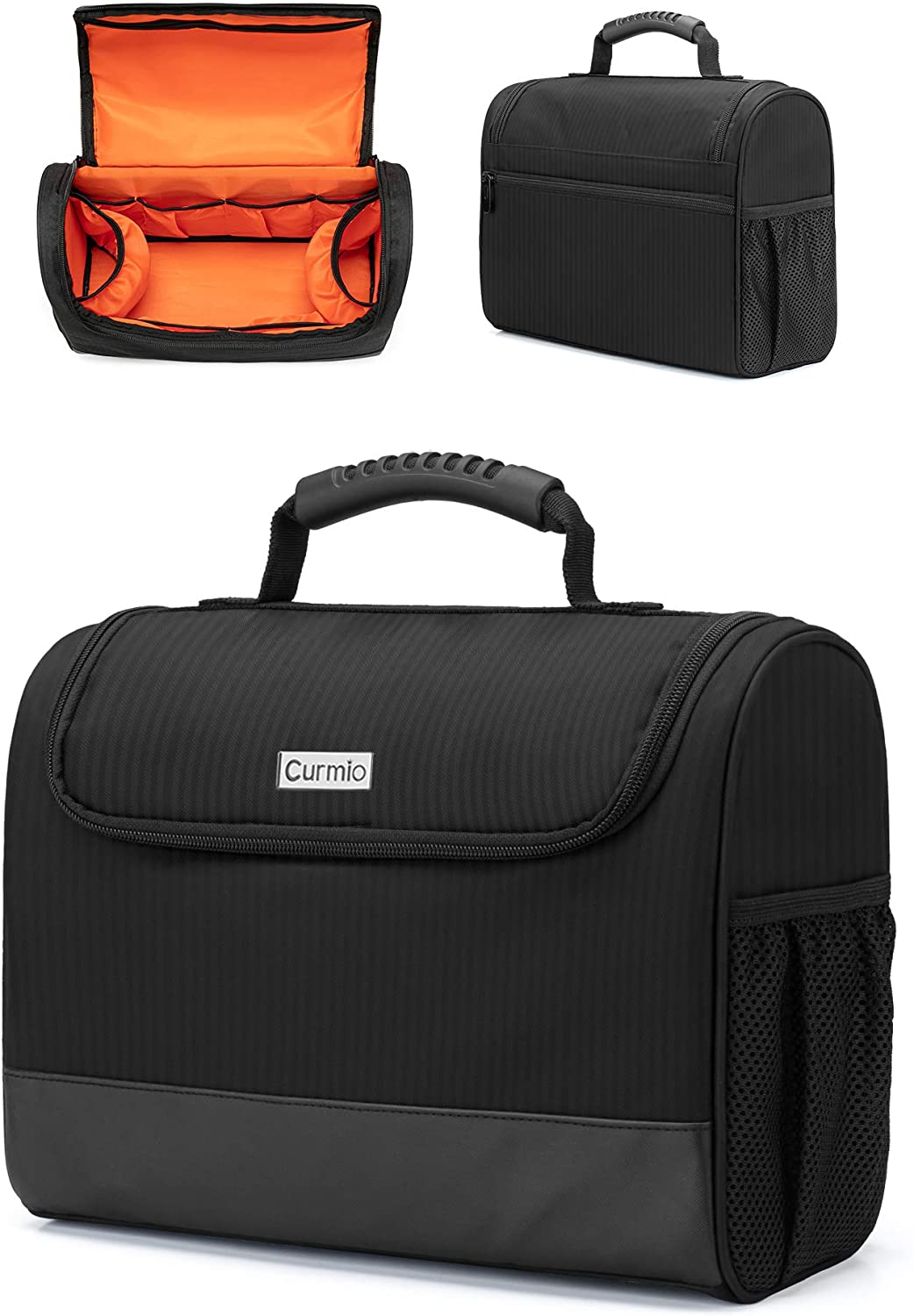 CURMIO Bartender Kit Bag, 바 툴 세트용 고무 손잡이가 달린 휴대용 여행 가방, 홈 실내 실외 패티오 파티, 블랙(BAG 전용): 홈 & 키친