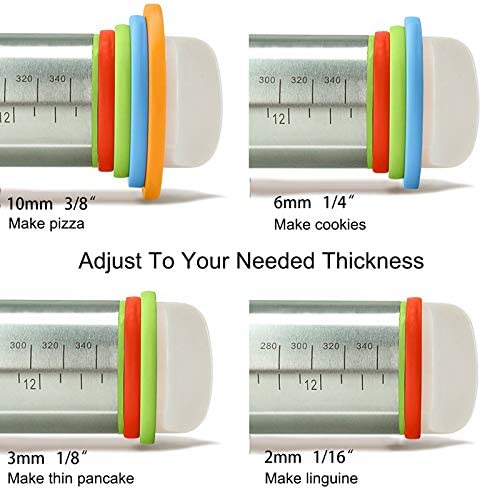 Kingsie 밀대 두께 조절 케이크 과자 만들기 실용적 째 응봉 균등하게 늘일 (스테인리스)