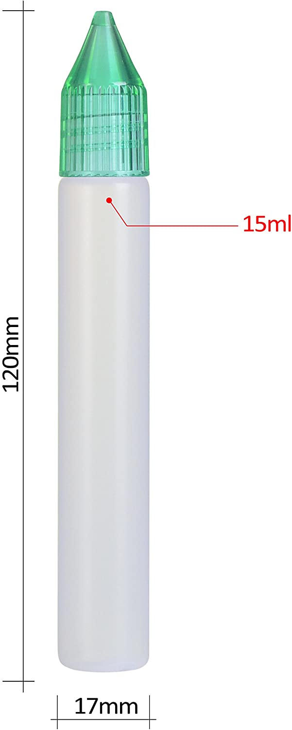 유니콘 보틀 리퀴드 주입 보틀 시린지 병 15ml 5개 세트 리퀴드 저장용 용기 멀티 칼라(클리어 블랙, 그린, 레드, 블루)WOLFTEETH