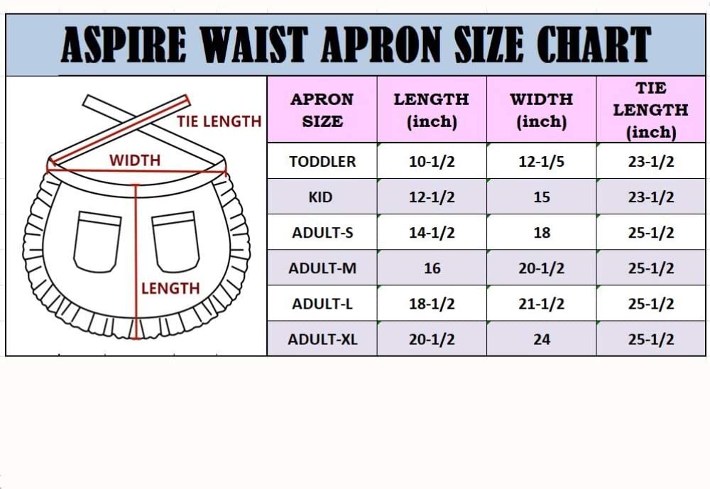 Aspire 여성의 부엌 진 허리 앞치마 레이스 코튼 2 포켓 메이드 의상 - M