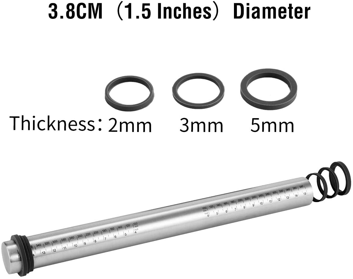 실리콘 째 응봉 반지 두께 조절 밀대 링 케이크 파스타 만두 피자 과자 만들기 제과 도구 제빵 소바 대부분의 스테인리스 밀대에 적합한 직경 38 mm (1.5 인치) 6 조각