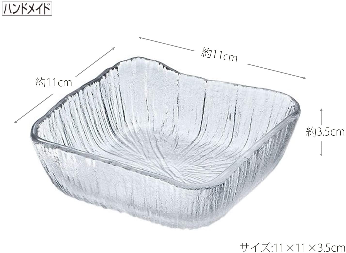 동양 사사키 유리 접시 약 11 × 11 × 3.5cm 나기사 각형 일제 46203 6 개들이