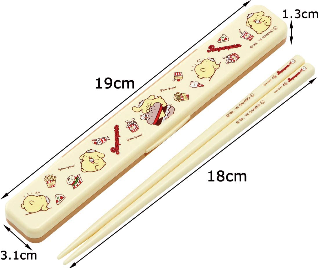 스케이터 젓가락 箸箱 세트 일제 뽀무뽀무 푸딩 ぷくぷく 산리오 18cm ABC3