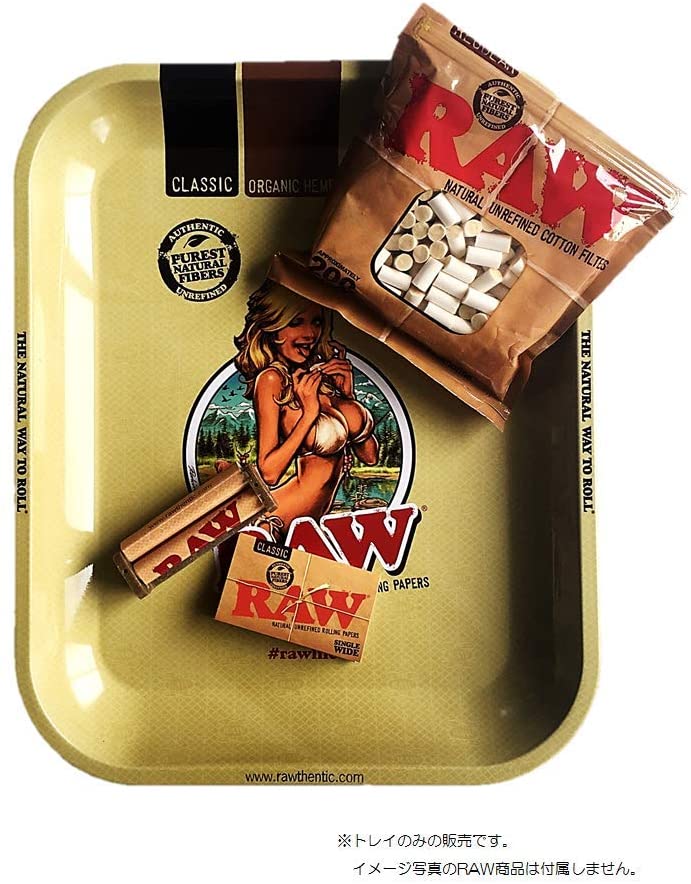 RAW 로우 롤링 트레이 RAW Girl 디자인 스몰 사이즈 Rolling Tray Metal Small 담배 트레이 [병행 수입품]