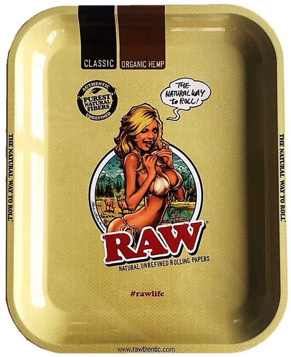 RAW 로우 롤링 트레이 RAW Girl 디자인 스몰 사이즈 Rolling Tray Metal Small 담배 트레이 [병행 수입품]