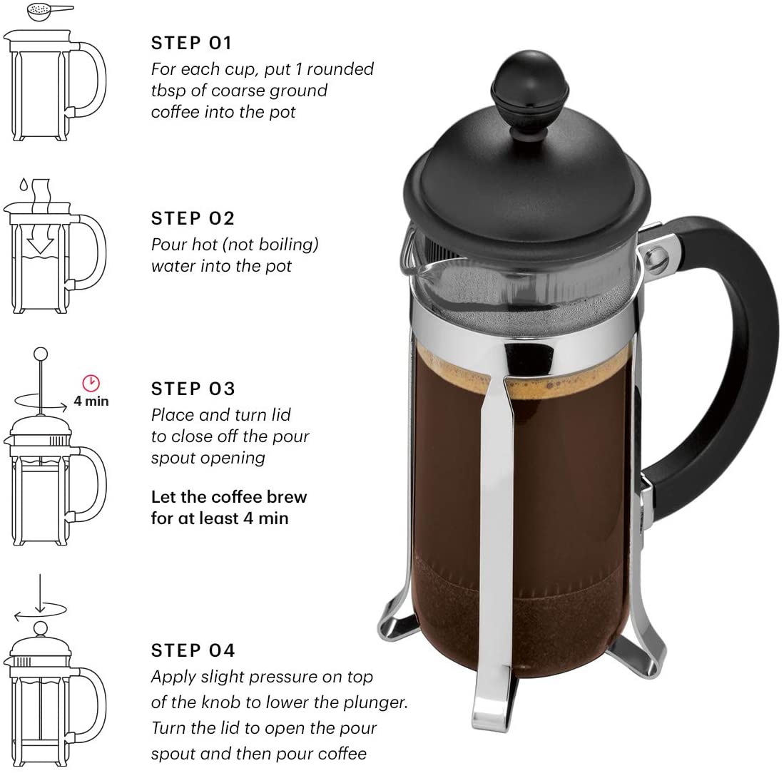 BODUM 카페티에라 3컵 프랑스 프레스 커피 메이커, 화이트, 0.35 l, 12 oz