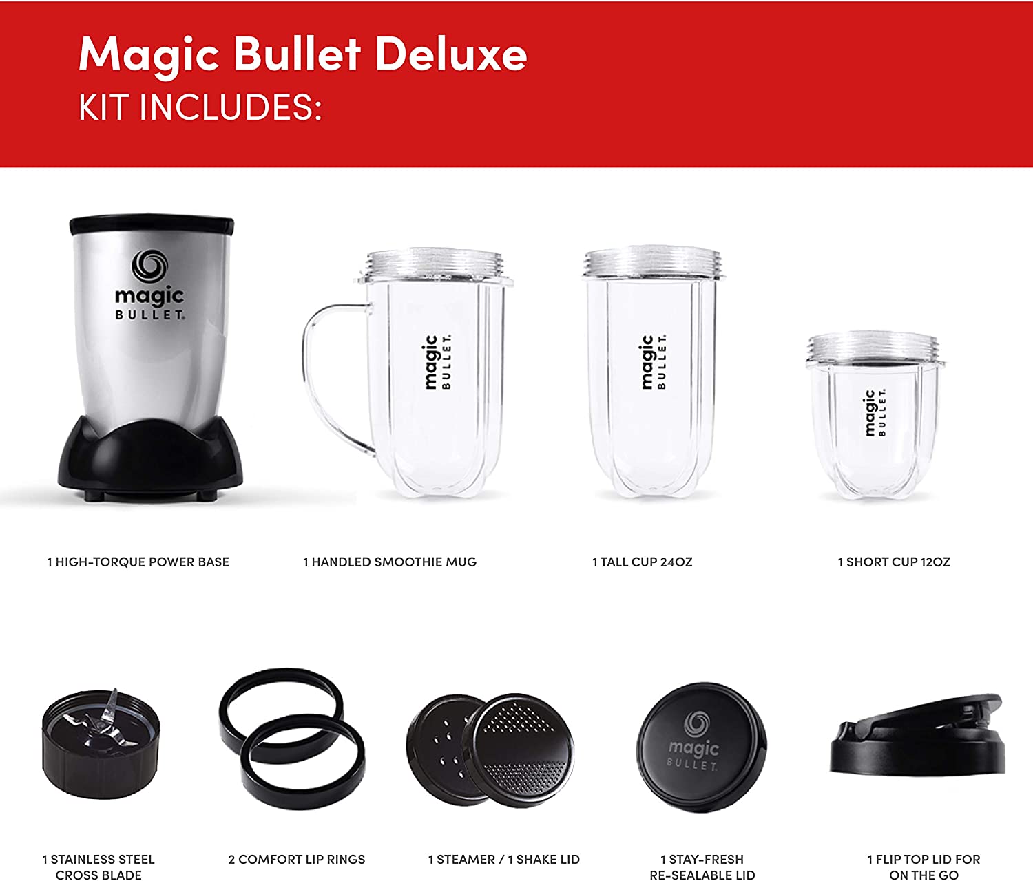 NUTRiBULLET Magic Bullet Deluxe Blender, 믹서 & Food Processor, 실버