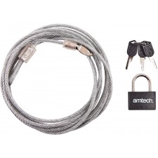 Amtech T1695 보안 케이블 및 패드록, 3m x 4mm