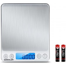 GDEALER DS1 디지털 포켓 주방 베이크 쥬얼리 무게, 0.001oz / 0.01g 500g, 용기, 스테인리스 스틸, 백라이트 디스플레이, 실버 용 다기능 식품 저울