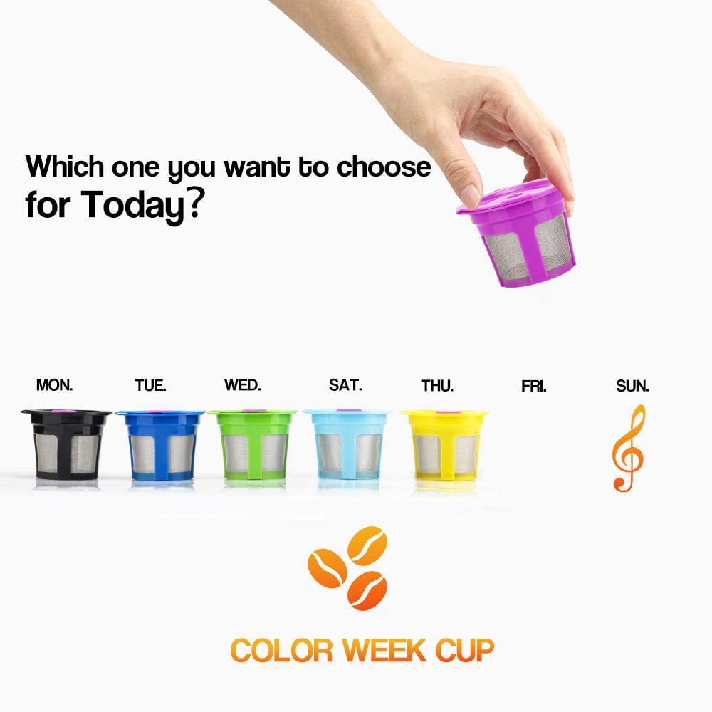 i Cafilas Week Keurig Filter K-Duo, K-Cafe, K-cafe K83, K-Latte, K45 Elite, K-Classic, K-Compact, Reusable K Pods 2.0 및 1.0 Brewer, 식기 세척기 포드 지원 (Colorfull / 5)