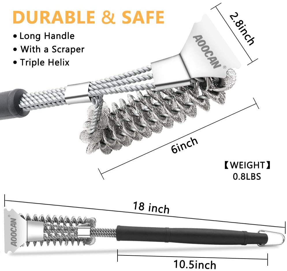 Aoocan 그릴 브러시 및 스크레이퍼 18 ''BBQ 브러시 강모 없음, Weber 그릴 용 훌륭한 그릴 청소 브러시, 안전한 클리너 그릴 액세서리