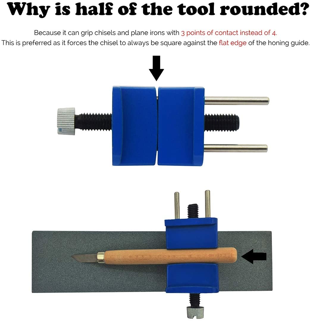 CartLife 호닝 가이드 지그 우드 치즐 엣지 샤프닝 홀더, 고정 앵글 나이프 깎기, 클램핑 플래너 블레이드, 그레이 버, 플랫 치즐 핸드 툴 (치즐 1/8 