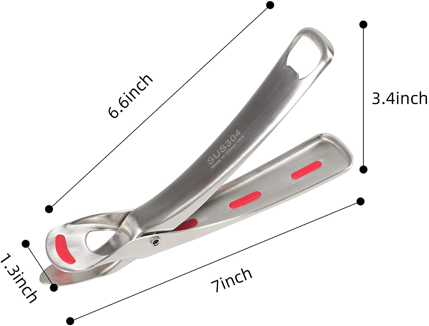 그리퍼 클립 집게 뜨거운 요리를 들어 올리기위한 집게 그릇 냄비 접시 인스턴트 냄비 전자 레인지 에어 프라이어, 병따개, 304 스테인레스 스틸, 주방 집게, 음식 집게 그릇 클립. (빨간)