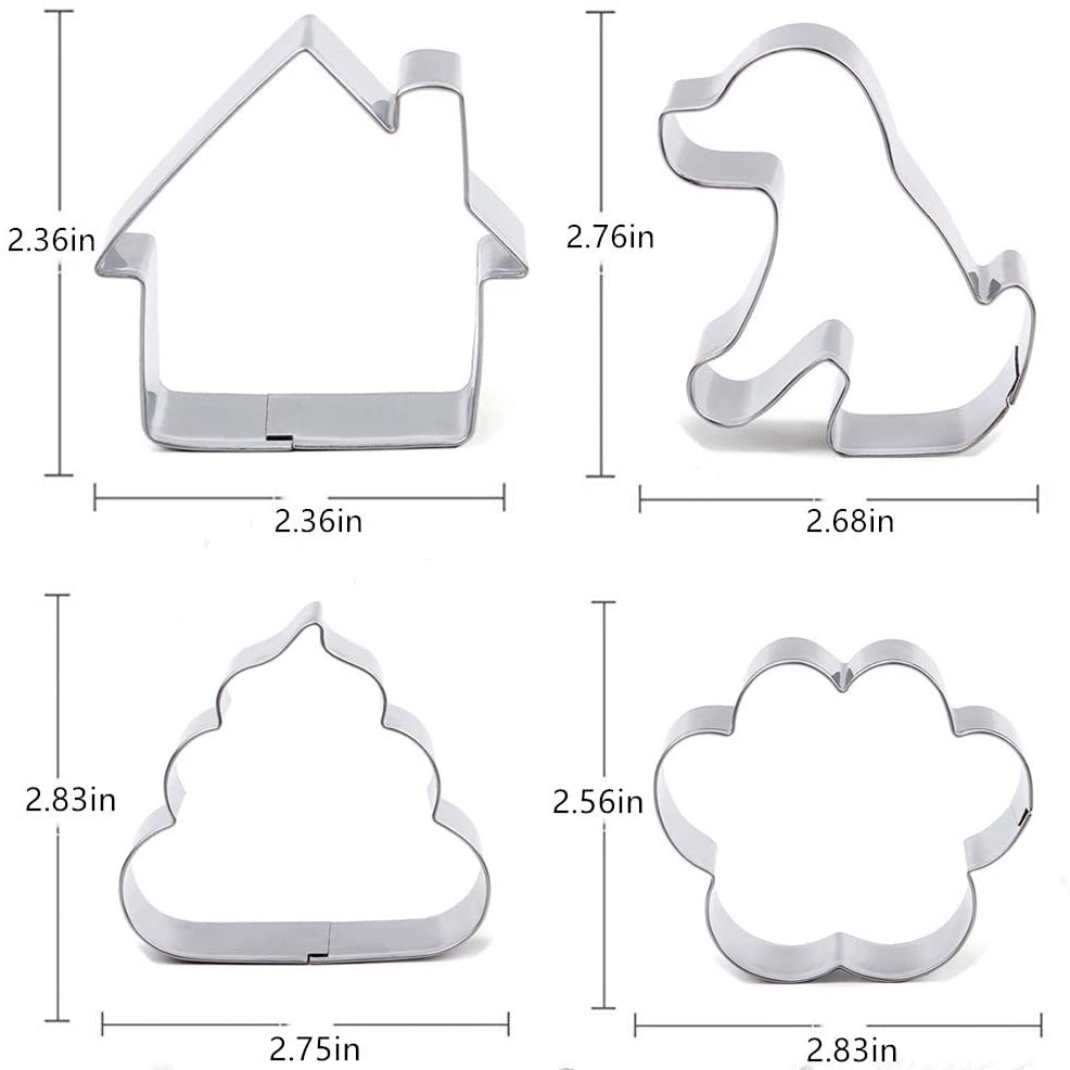 BakingWorld 개 쿠키 커터 세트-7 개-개, 발자국, 개 집, 개 배설물 및 개 뼈 비스킷 쿠키 몰드 수제 간식-스테인리스