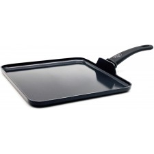 GreenLife Diamond 헬시 세라믹 붙지 않는 식기 세척기 안전 오븐 Safe Stay Cool Handle Square Griddle, 11 인치, 블랙