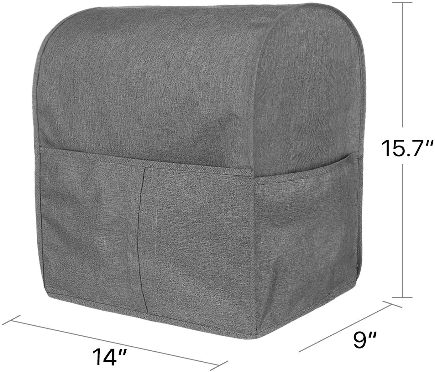 6-8쿼트 키친에이드 믹서와 호환되는 Homai 스탠드 믹서 커버, 추가 부착을 위한 포켓이 있는 천 더스트 커버(회색):