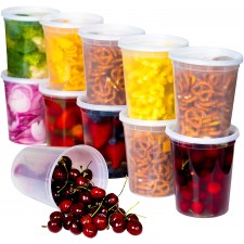 Safeware 32oz [24세트] 밀폐된 뚜껑이 있는 Deli Plastic Food Storage Container - 슬라임, 스프 용기, 부분 제어 및 식사 준비 마이크로파 식기 세척기 냉동고 안전 누수 방지: 홈 & 키친