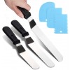 Offset Spatula, Icing Spatula Set with 6", 8", 10" Blade, Premium PP 플라스틱 핸들 장착 스테인레스 스틸 케이크 스크래퍼, 앵글드 케이크 장식 Frosting Spatula 세트: