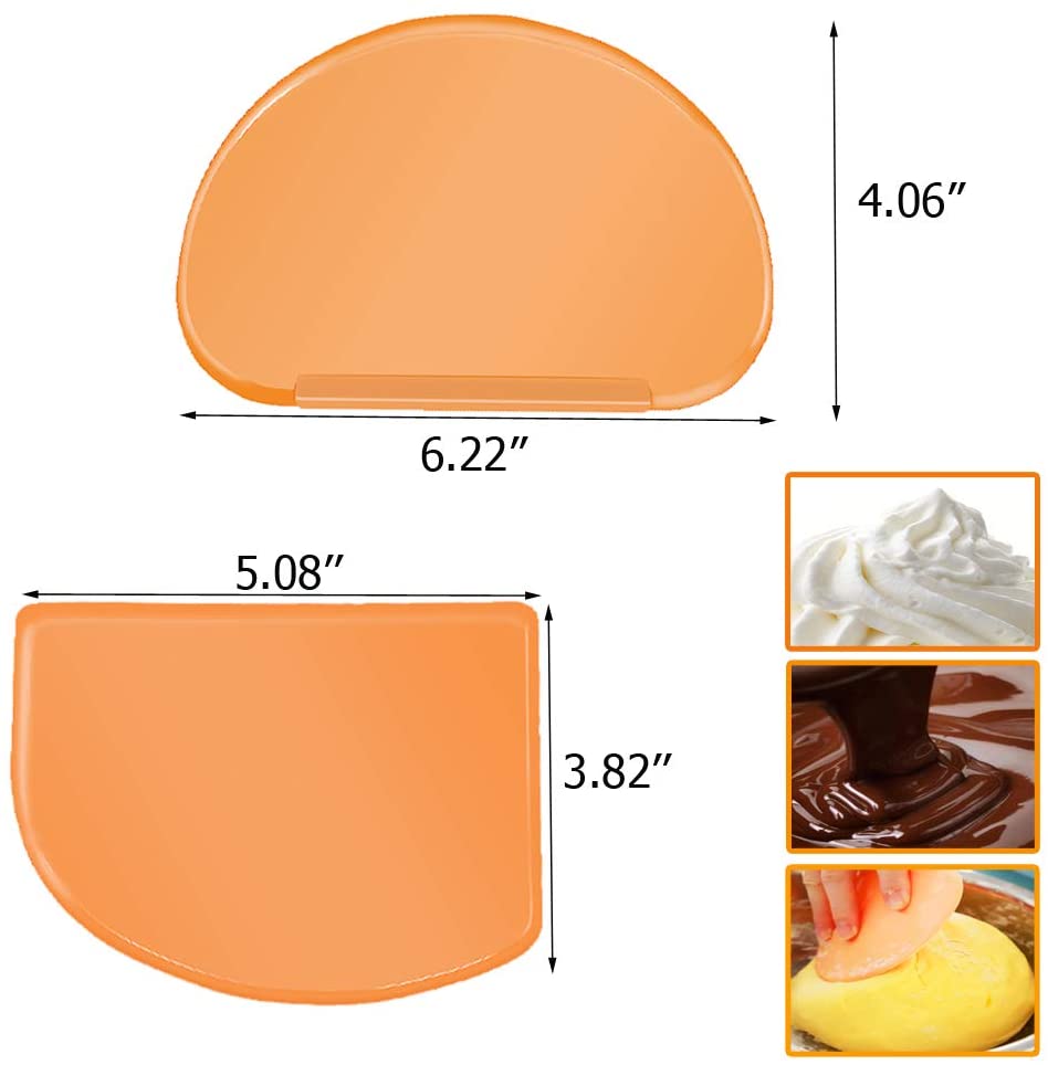 Sumkyle 반죽 그릇 스크레이퍼 키트 반죽 페이스트리 케이크 식품 이동기 스테인리스 스틸 및 고무 손잡이 케이크, 피자 커터-페이스트리 빵 분리기 스케일 나이프 3 팩