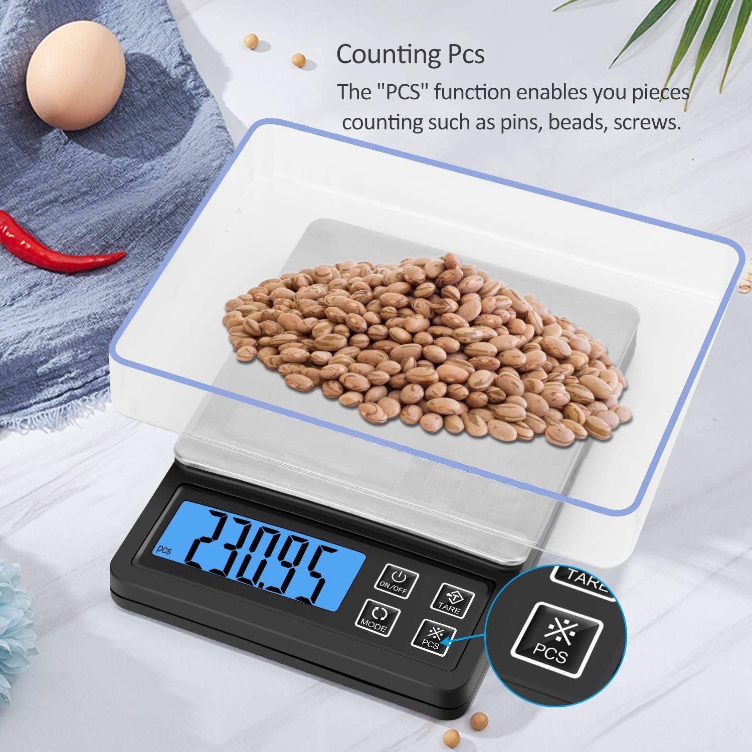 Ataller Digital Kitchen Scale, USB 충전식 다기능 식품 Scale, High Precision 0.1g 포켓 주얼리 Scale with 백라이트 LCD Display, 트레이, Auto Off, Tare, PCS Function, 스테인리스 스틸: Industrial & Scientific