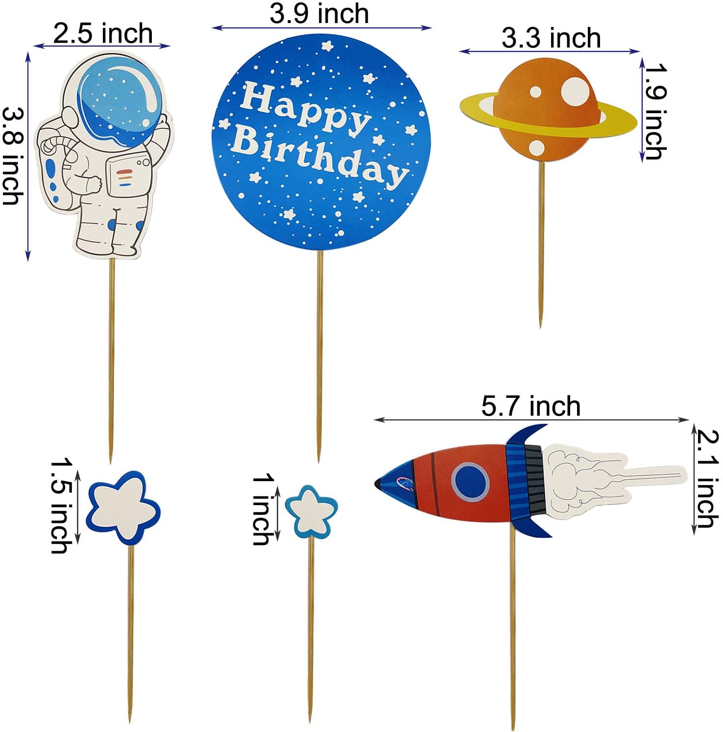 48 PCS 외부 우주 컵케이크 토퍼, 로켓 행성 우주선 파티, 어린이 생일 우주 공간 테마 파티 베이비 샤워: