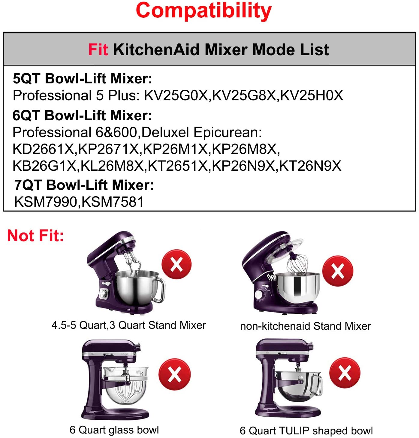 LELEKEY 교체 Kitchenaid 믹서 첨부 6 Qt, 영구 코팅 금속 바디 플렉스 가장자리 때리는 6 쿼트 그릇 리프트 Kitchenaid 스탠드 믹서 액세서리, 평면 패들 블레이드 실리콘 트림 스크레이퍼