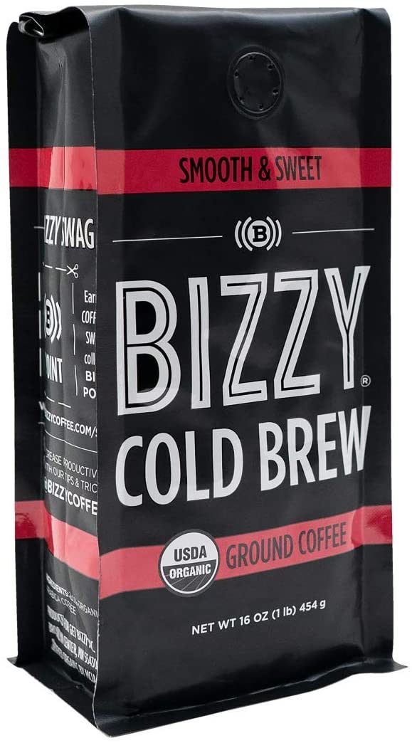 Bizzy Organic Cold Brew 커피 | 부드럽고 달콤한 블렌드 | 거친 Ground은 커피 | 1 파운드