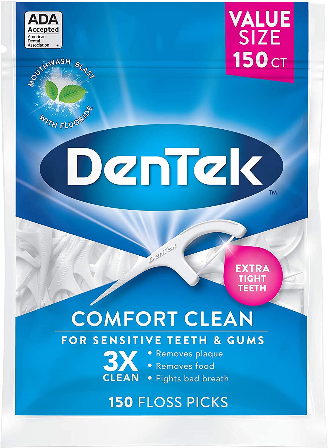 DenTek Comfort Clean Floss Picks, Silky Comfort Floss, 150 개, 6 개들이 팩