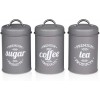 DAILAYLIFE 밀폐 키친 캐니스터 장식(Lids), 그레이 메탈 촌스러운 농가 컨트리 장식 용기(Sweat Coffee Tea Storage)(3종 세트):