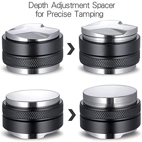 데이즈아고 53mm 더블헤드 커피 튜너로 54mm 포타필터용 조절식 깊이 전문 매뉴얼 에스프레소 파운더