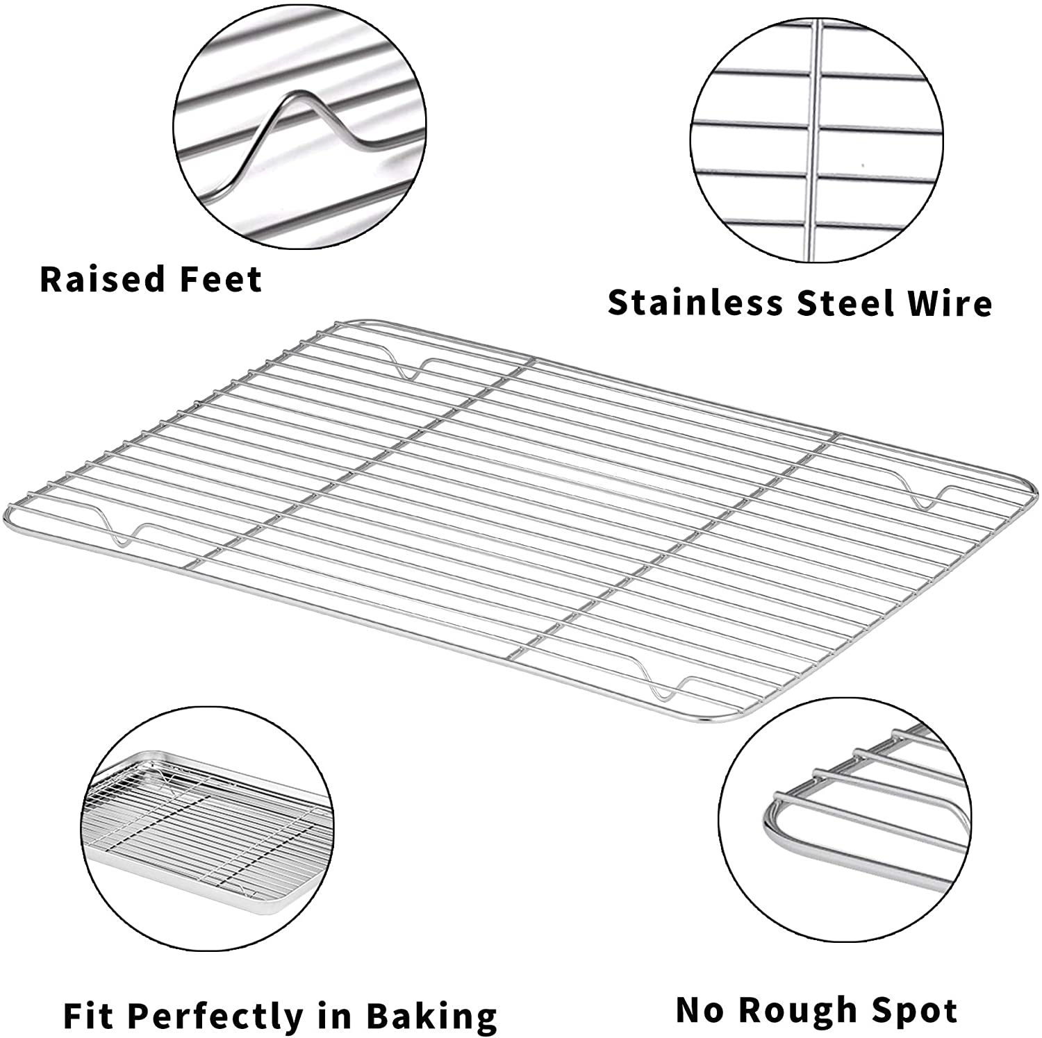 Velaze Bake Tray with Rack Set (2팬 + 2랙), Stainless 스틸 베이킹 팬 쿠키 시트 with Cooling Rack, Non Toxic & Health, 이지 클린 & Dishwasher Safe - 4팩