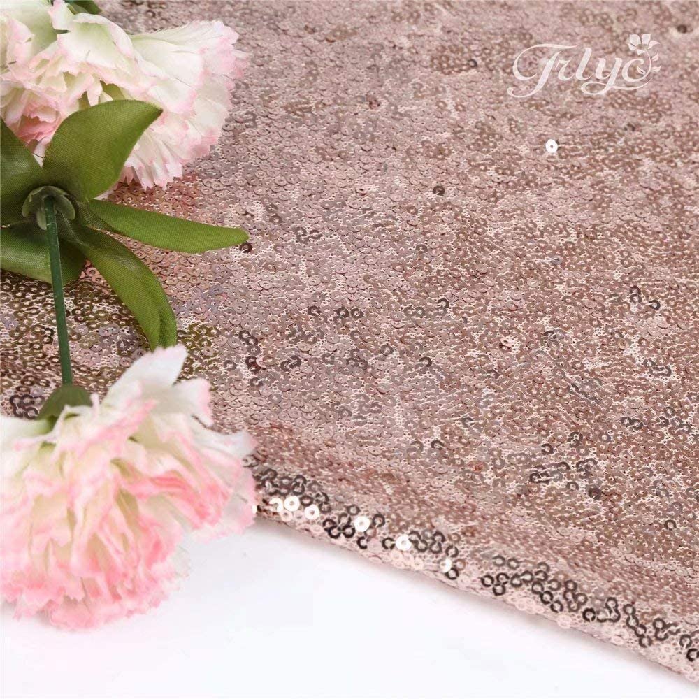 YZEO Rose Gold Table Cloth - 55x85in Sequin Tablecloth samless 직사각형 식탁보 웨딩 파티장식용