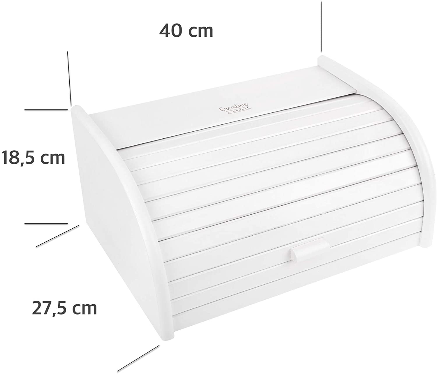 크리에이티브 홈 원목 화이트 브레드-빈 40 x 27,5 x 18,5cm 자연산 비치 원목 용기(건조 식품용 모든 주방용 롤탑 빵 상자 포함)