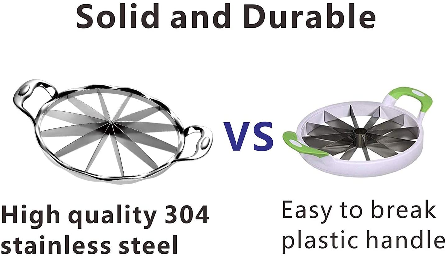 애플, 워터멜론, 캔탈루프, 멜론, 허니듀, 직경 10인 헤비듀티 수박 슬라이서 전신 스테인레스 스틸 과일 커터 키친 유틸리티 가젯