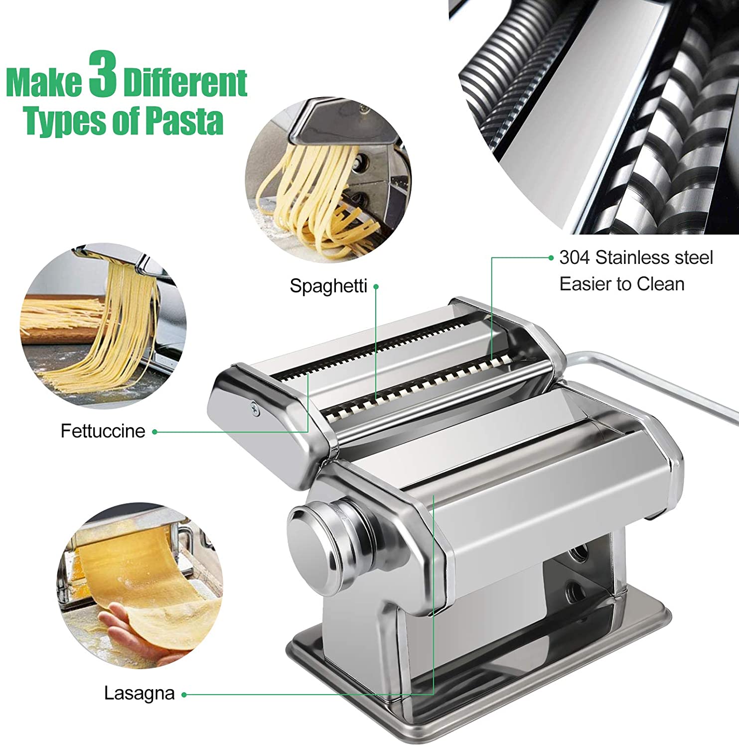 롤로제스트 파스타 메이커 기계 수동 크랭크, 도넛 롤러와 블레이드 9개 두께 설정 면 제조기, 튼튼한 면 커터 및 수제 스파게티 페투치니 라자냐 건조 랙: 주방 & 다이닝
