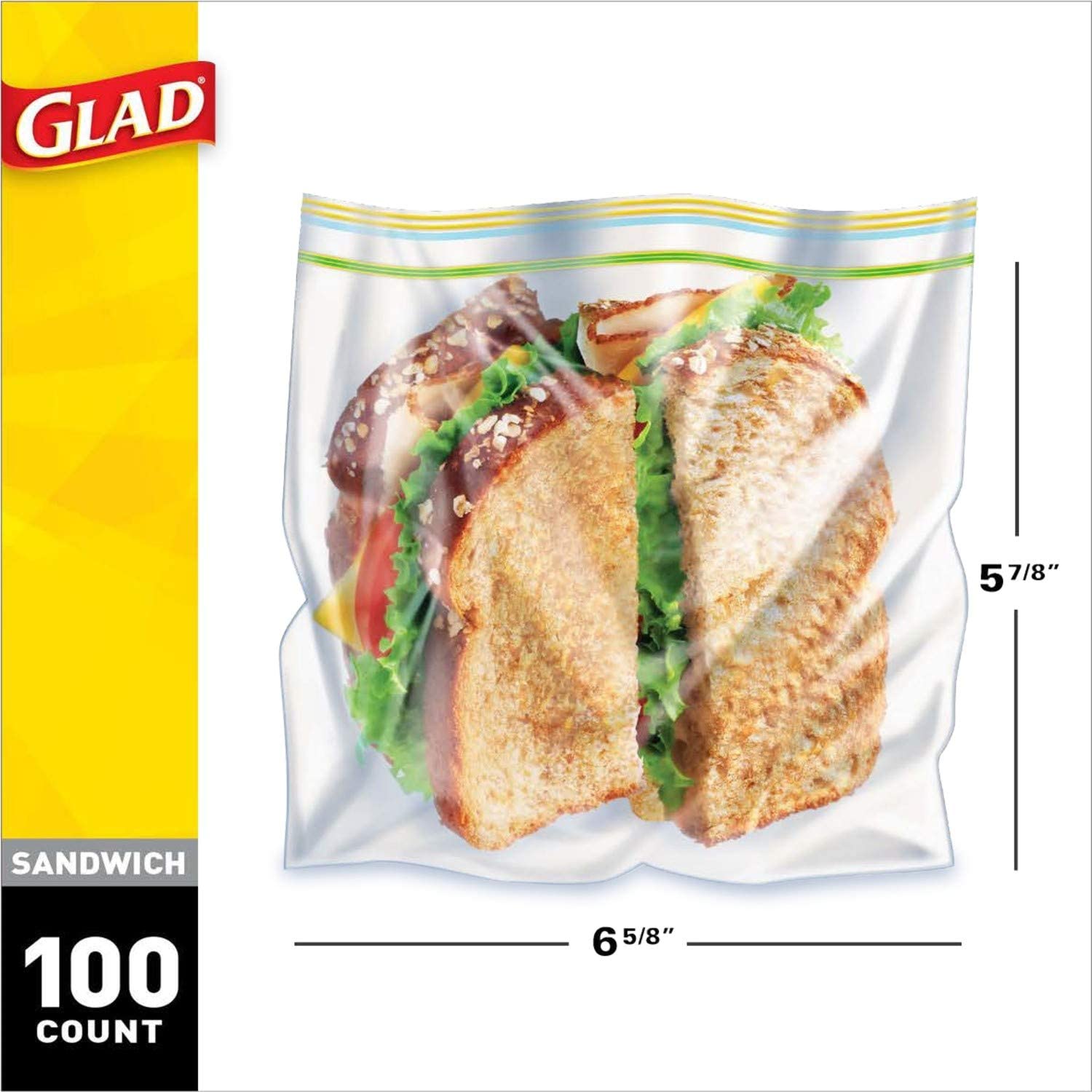 Glad® 지퍼 식품 보관 샌드위치 백-100 카운트, 12 개입