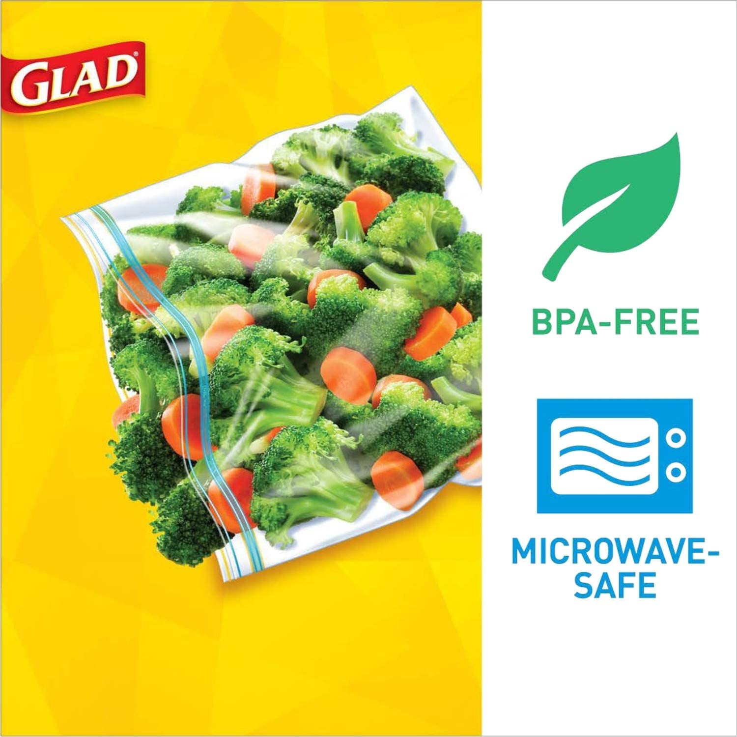 Glad® 지퍼 식품 보관 샌드위치 백-100 카운트, 12 개입