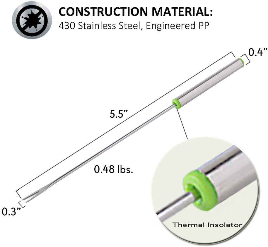 12pcs 퐁듀 디핑 포크 꼬치-스테인레스 스틸, 멀티 컬러 내열 핸들-과일, 야채, 치즈, 초콜릿, 마시멜로 및 기타 제품에 적합-NutriChef PRTPKFONDSTK12