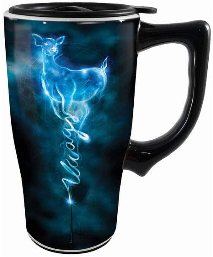 Spoontiques Harry Potter Always Ceramic Travel Mug, 18 온스, 블랙