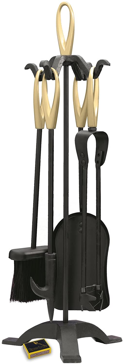 Fireside Premium Quality Black & Brass 5 피스 22 