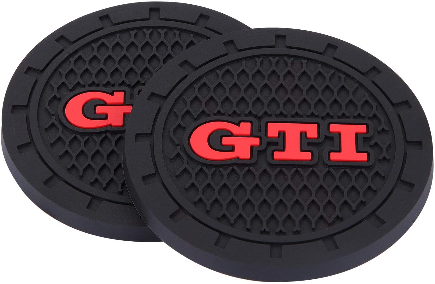 4Car4U for Volkswagen VW GTI컵 홀더용 코스터 자동차 액세서리 Silicone Anti Slip Cup Mat Fits VW 골프 GTI Passat Arteon Tuchan Atas Beatle Series(2.75인치 직경-2PCS)