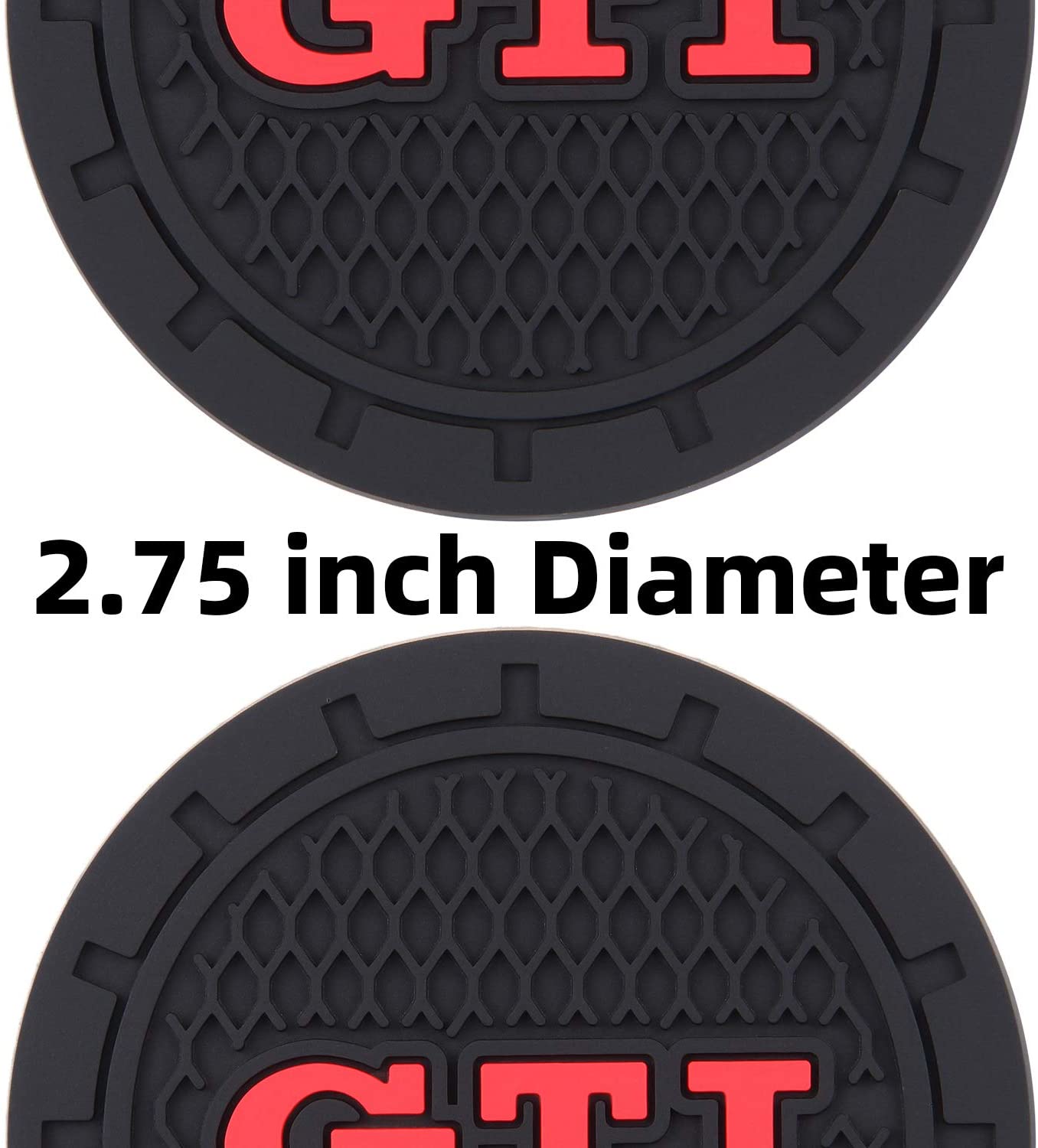 4Car4U for Volkswagen VW GTI컵 홀더용 코스터 자동차 액세서리 Silicone Anti Slip Cup Mat Fits VW 골프 GTI Passat Arteon Tuchan Atas Beatle Series(2.75인치 직경-2PCS)